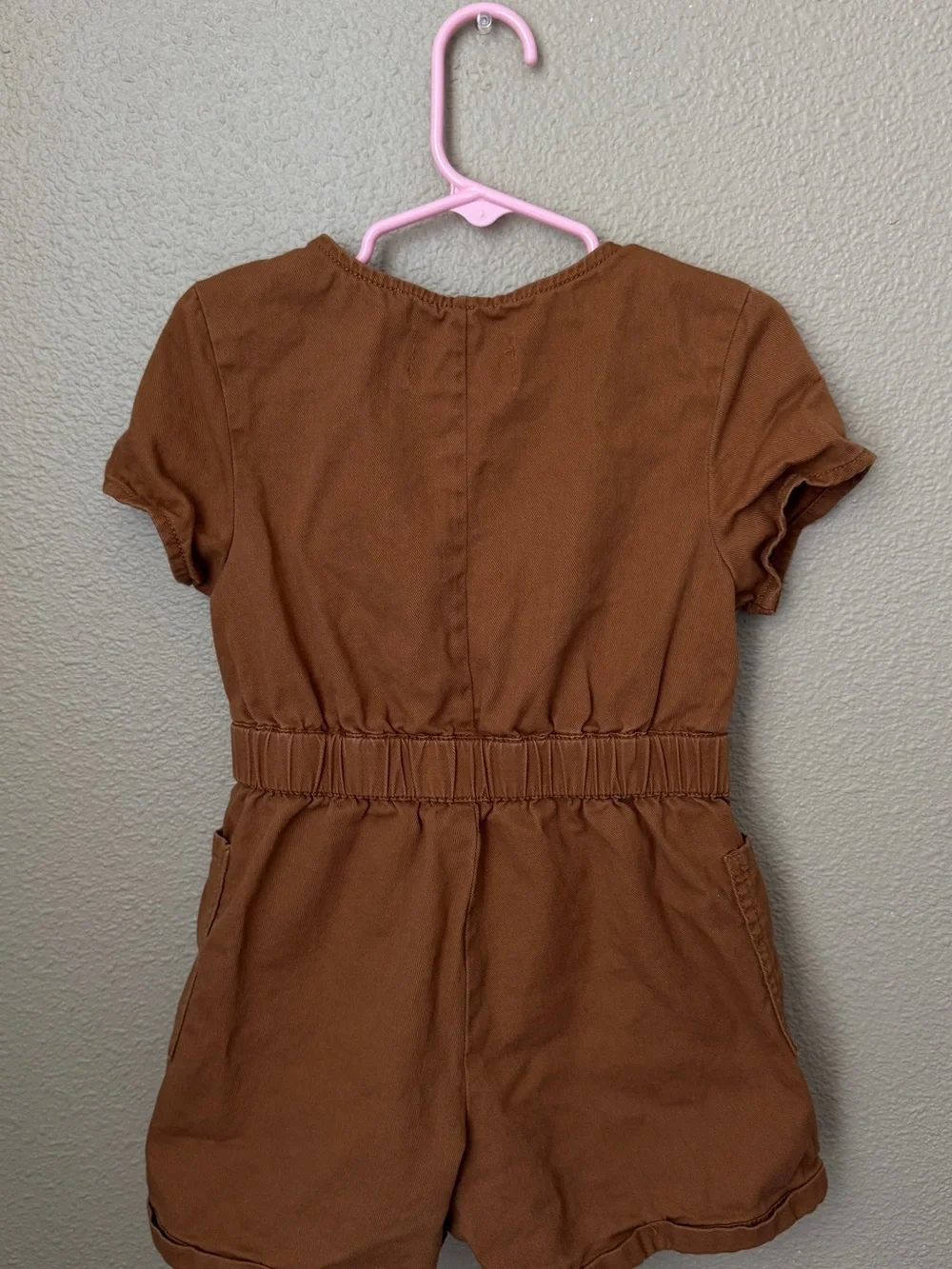Old Navy Brown Short-Sleeve Kids Jumpsuit with Belt Tie